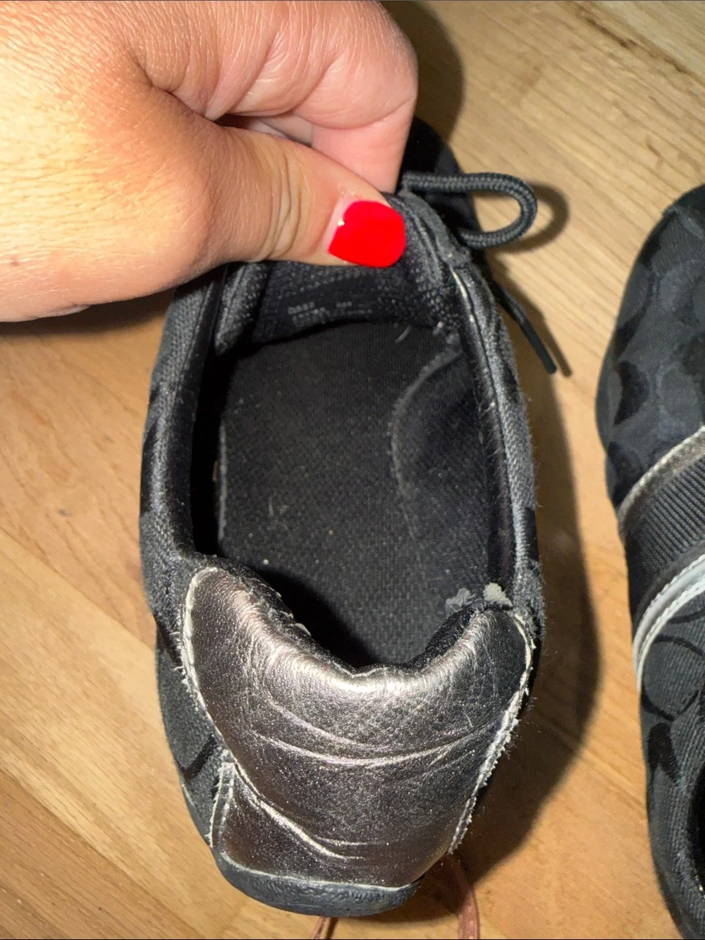 Coach Jayme Black Sneakers with Silver Stripes